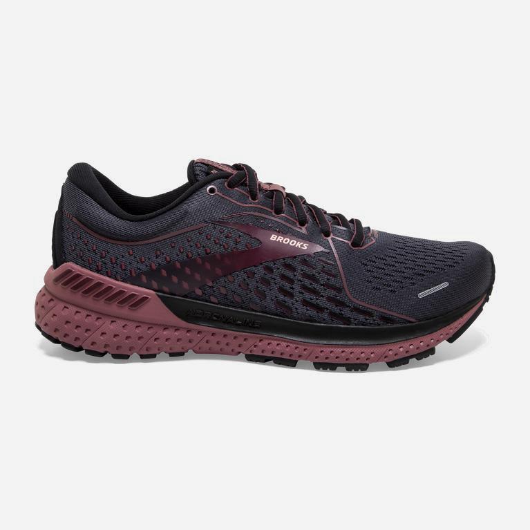 Brooks Adrenaline Gts 21 Womens Road Running Shoes - Black/IndianRed/Blackened Pearl/Nocturne - Phil